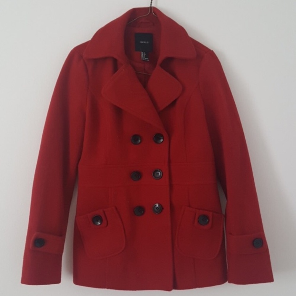Beautiful red pea coat